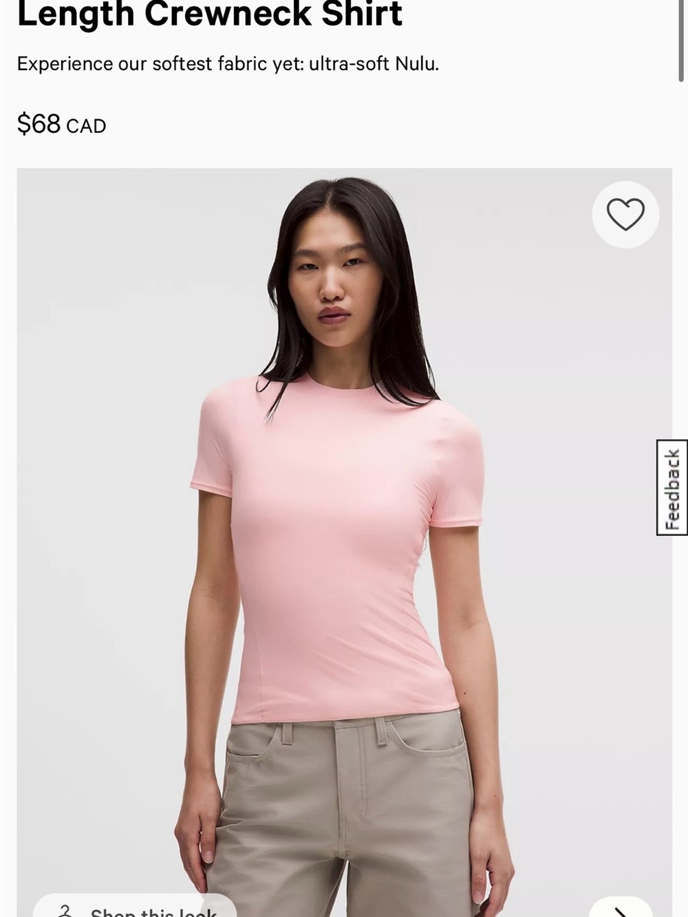 NWT lululemon athletica Light Pink Short Sleeve Crew Tee